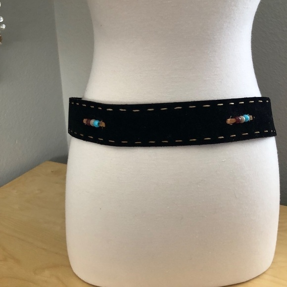 Hand Crafted Beaded Suede Leather Belt - Coastal Cowgirl - Picture 7 of 9